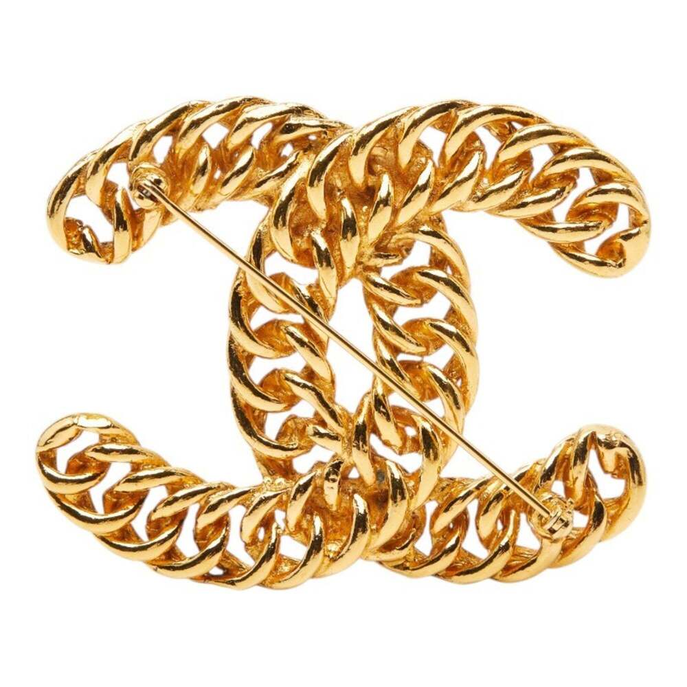 CHANEL Authentic Gold Logo Brooch - Picture 2 of 3